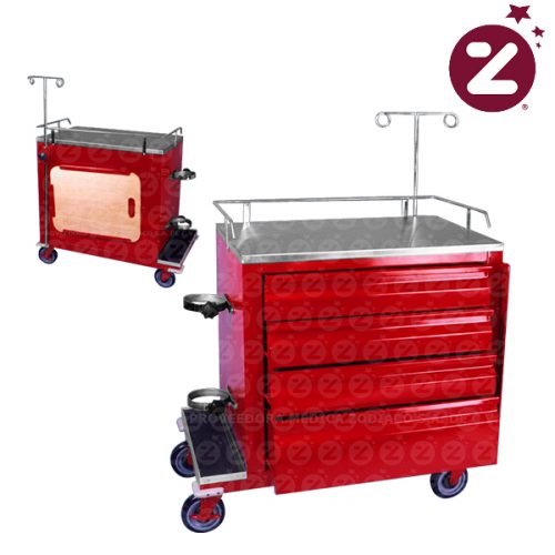 CARRO ROJO DE EMERGENCIA 4 CAJONES MEDICA ZODIACO